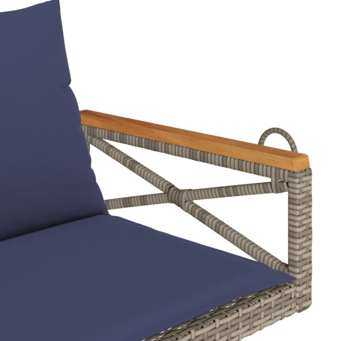 Balancelle avec coussins gris 109x62x40 cm résine tressée – Image 5
