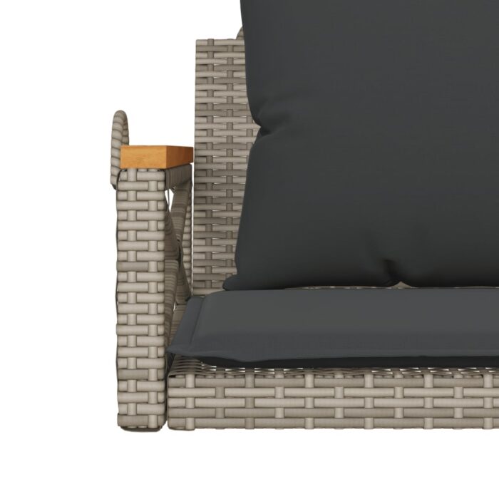 Balancelle avec coussins gris 63x62x40 cm résine tressée – Image 6
