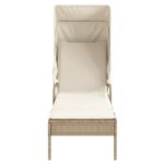 Chaise longue avec auvent beige résine tressée – Image 2