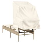 Chaise longue avec auvent beige résine tressée – Image 4