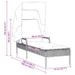 Chaise longue avec auvent beige résine tressée – Image 7
