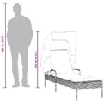 Chaise longue avec auvent beige résine tressée – Image 8