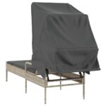 Chaise longue avec auvent gris clair résine tressée – Image 4