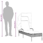 Chaise longue avec auvent et table marron résine tressée – Image 10