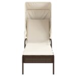 Chaise longue avec auvent et table marron résine tressée – Image 4