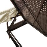 Chaise longue avec auvent et table marron résine tressée – Image 8