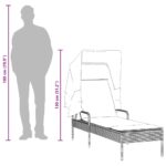 Chaise longue avec auvent et table gris résine tressée – Image 10