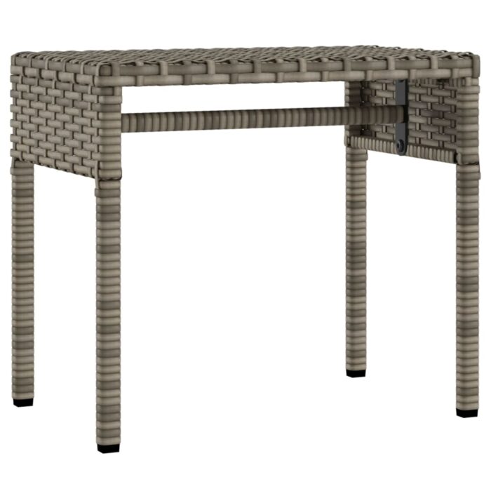 Chaise longue avec auvent et table gris résine tressée – Image 3