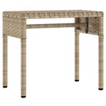 Chaise longue avec auvent et table beige résine tressée – Image 3