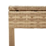 Chaise longue avec auvent et table beige résine tressée – Image 7