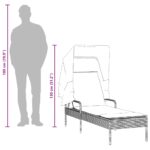 Chaise longue avec auvent et table beige résine tressée – Image 10