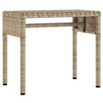 Chaise longue avec auvent et table beige résine tressée – Image 5