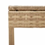 Chaise longue avec auvent et table beige résine tressée – Image 7