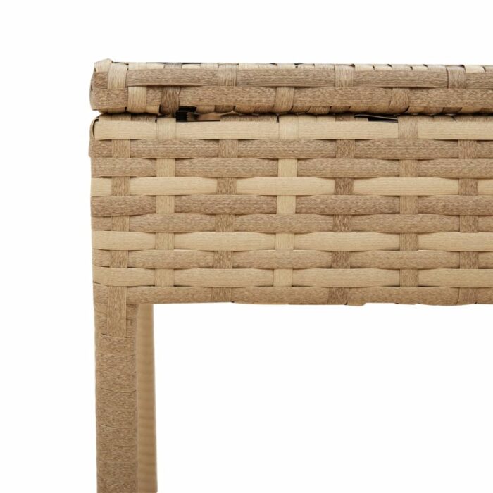 Chaise longue avec auvent et table beige résine tressée – Image 7