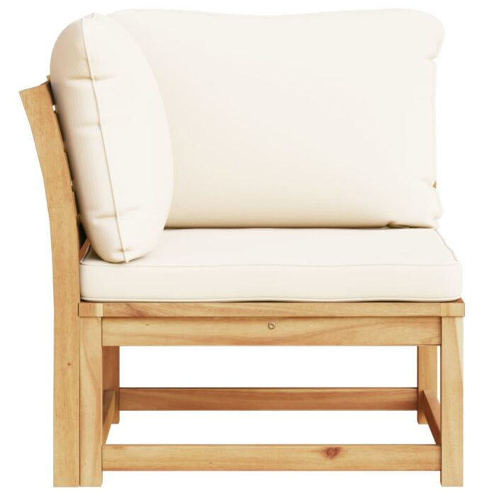 Canapé d'angle de jardin coussins 73x73x65cm bois massif acacia – Image 3