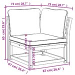 Canapé d'angle de jardin coussins 73x73x65cm bois massif acacia – Image 6