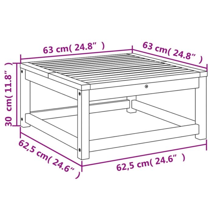 Table de jardin 63x63x30 cm bois d'acacia solide – Image 6