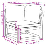 Canapé d'angle de jardin coussins 73x73x65cm bois massif acacia – Image 6