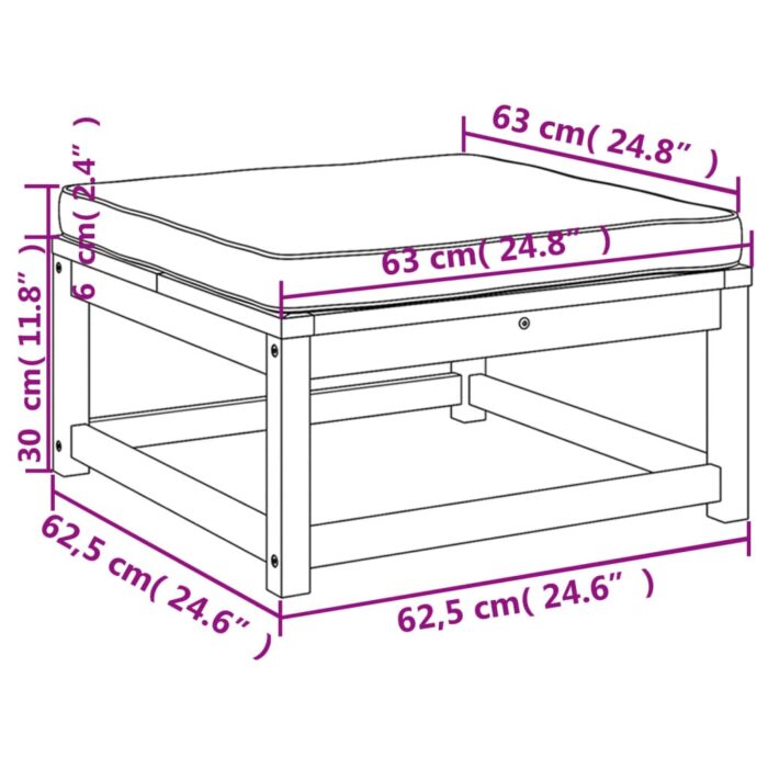 Repose-pied de jardin avec coussins bois massif d'acacia – Image 6