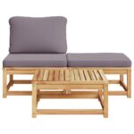 Salon de jardin 3 pcs avec coussins bois massif d'acacia – Image 2