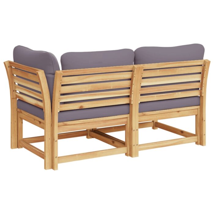 Salon de jardin 2 pcs avec coussins bois massif d'acacia – Image 3