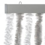 Rideau anti-mouches gris clair et blanc 90x220 cm chenille – Image 3