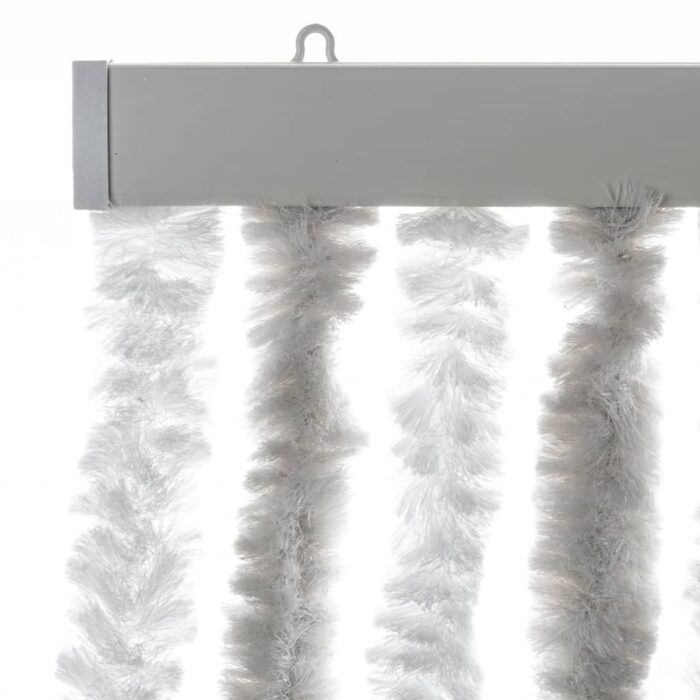 Rideau anti-mouches gris clair et blanc 90x220 cm chenille – Image 3