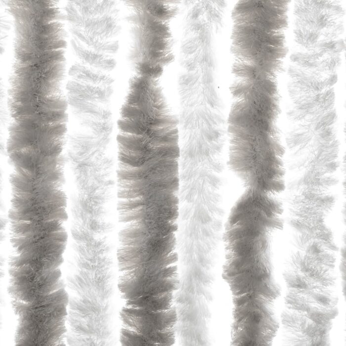 Rideau anti-mouches gris clair et blanc 90x220 cm chenille – Image 4