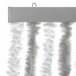 Rideau anti-mouches gris clair et blanc 100x220 cm chenille – Image 2