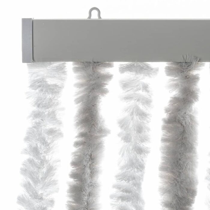 Rideau anti-mouches gris clair et blanc 100x220 cm chenille – Image 2