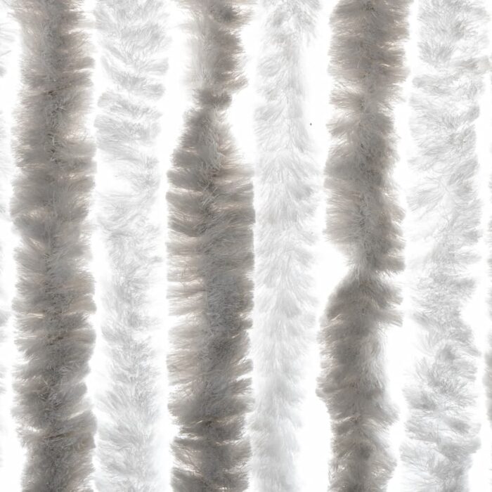 Rideau anti-mouches gris clair et blanc 100x220 cm chenille – Image 3