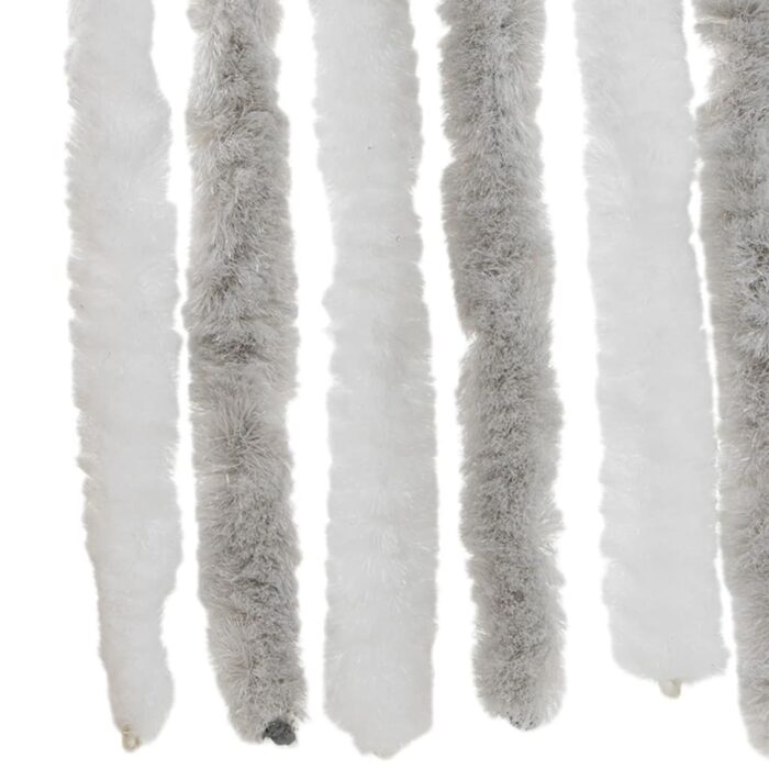 Rideau anti-mouches gris clair et blanc 100x220 cm chenille – Image 4