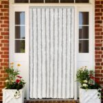 Rideau anti-mouches gris clair et blanc 100x220 cm chenille