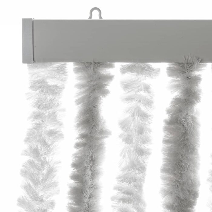 Rideau anti-mouches gris clair et blanc 100x230 cm chenille – Image 2