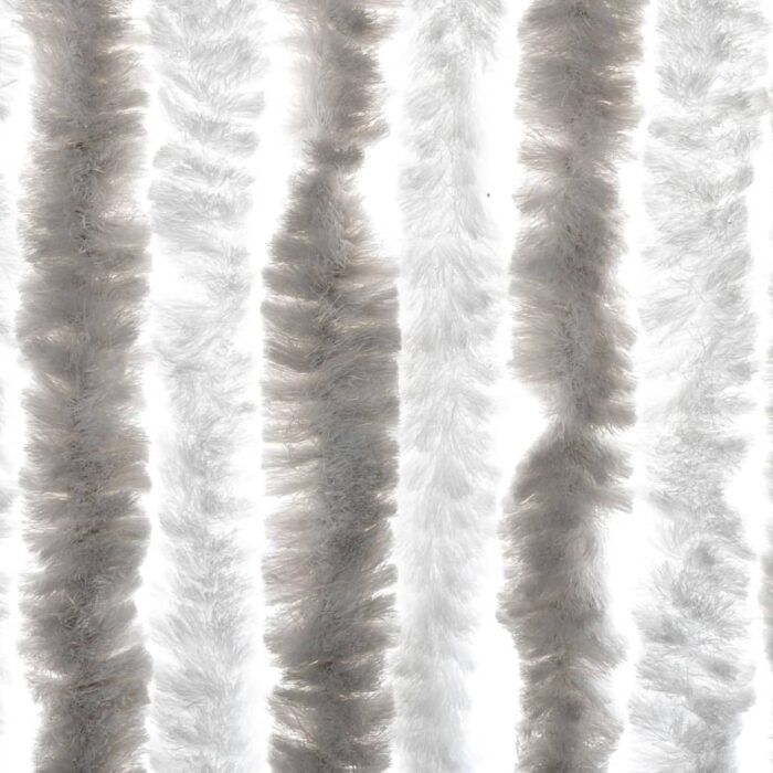 Rideau anti-mouches gris clair et blanc 100x230 cm chenille – Image 3