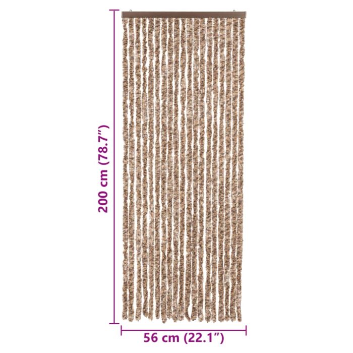 Rideau anti-mouches beige et marron foncé 56x200 cm chenille – Image 5