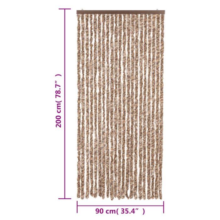 Rideau anti-mouches beige et marron foncé 90x200 cm chenille – Image 5