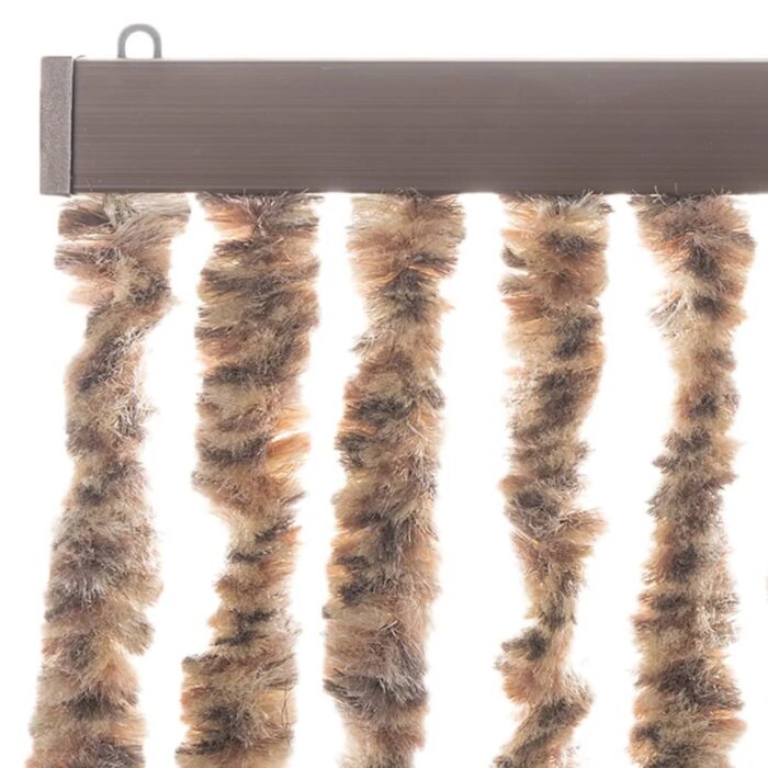Rideau anti-mouches beige et marron foncé 100x220 cm chenille – Image 2