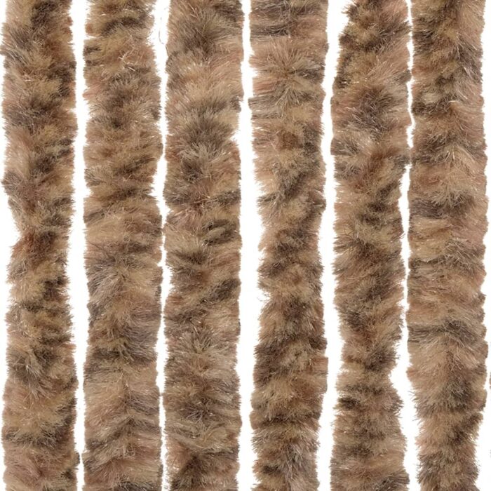 Rideau anti-mouches beige et marron foncé 100x230 cm chenille – Image 3