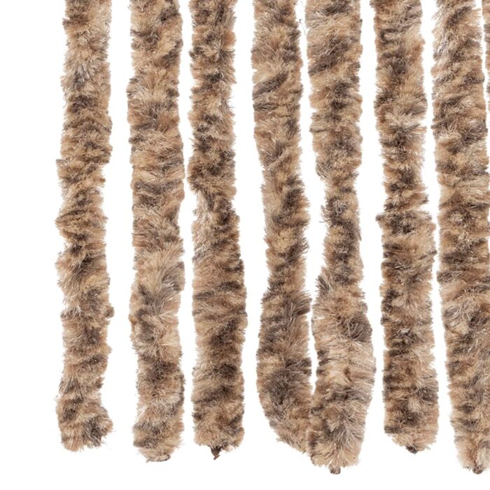 Rideau anti-mouches beige et marron foncé 100x230 cm chenille – Image 4