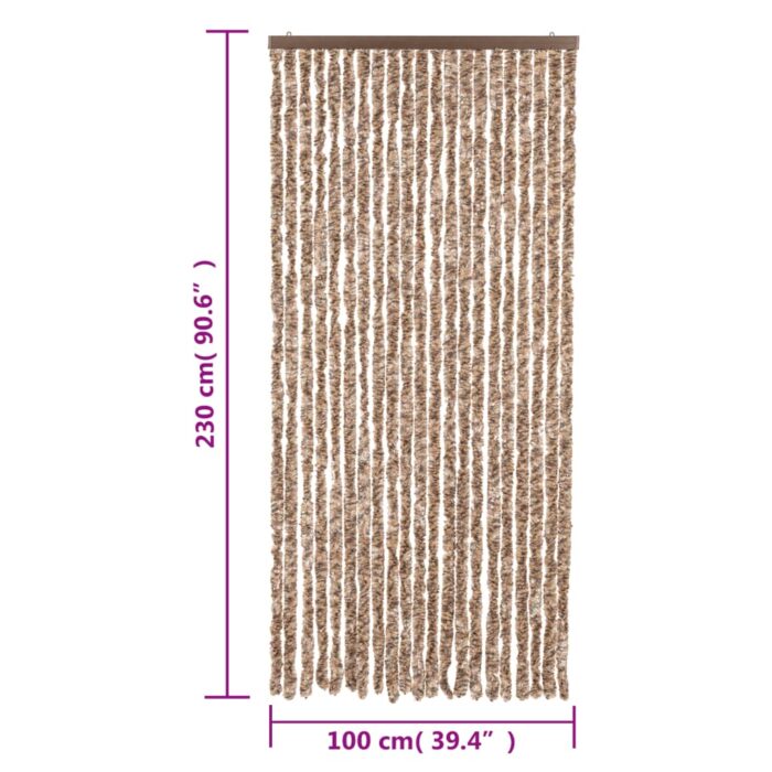 Rideau anti-mouches beige et marron foncé 100x230 cm chenille – Image 5