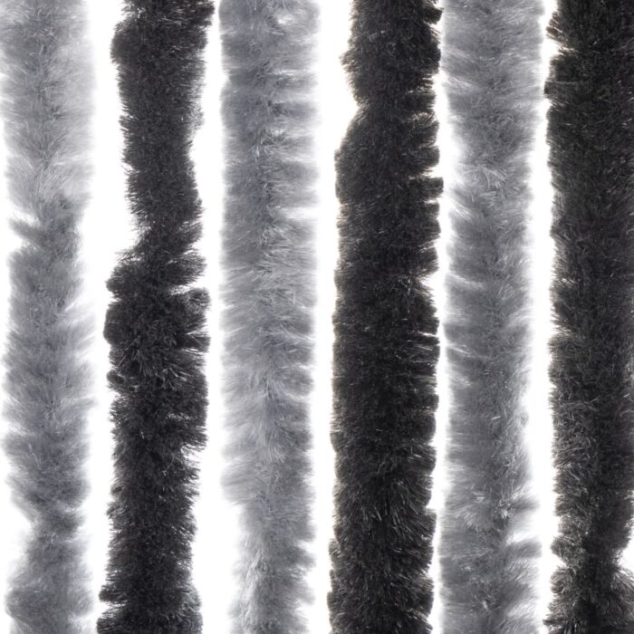 Rideau anti-mouches gris et noir 56x185 cm chenille – Image 3