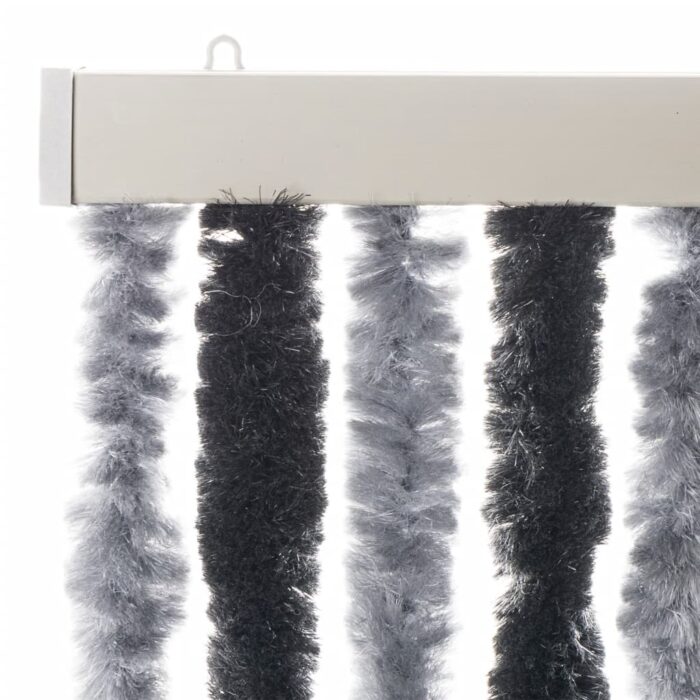 Rideau anti-mouches gris et noir 90x200 cm chenille – Image 2