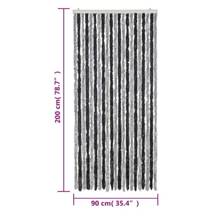 Rideau anti-mouches gris et noir 90x200 cm chenille – Image 5
