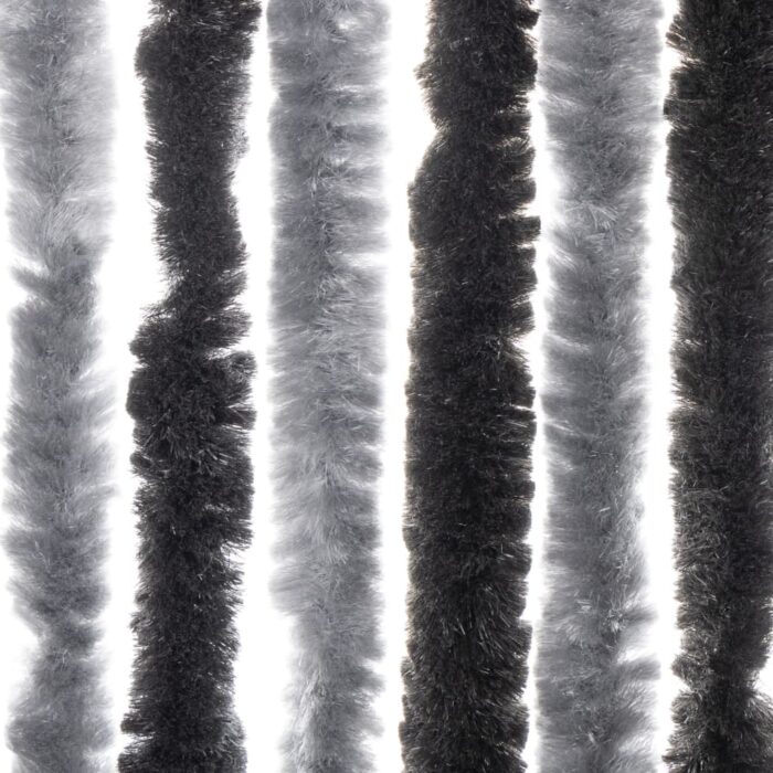 Rideau anti-mouches gris et noir 100x200 cm chenille – Image 3