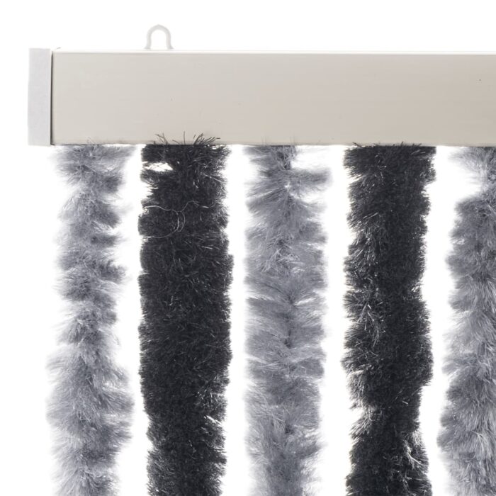 Rideau anti-mouches gris et noir 100x230 cm chenille – Image 2