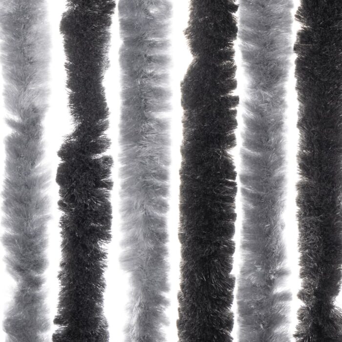Rideau anti-mouches gris et noir 100x230 cm chenille – Image 3