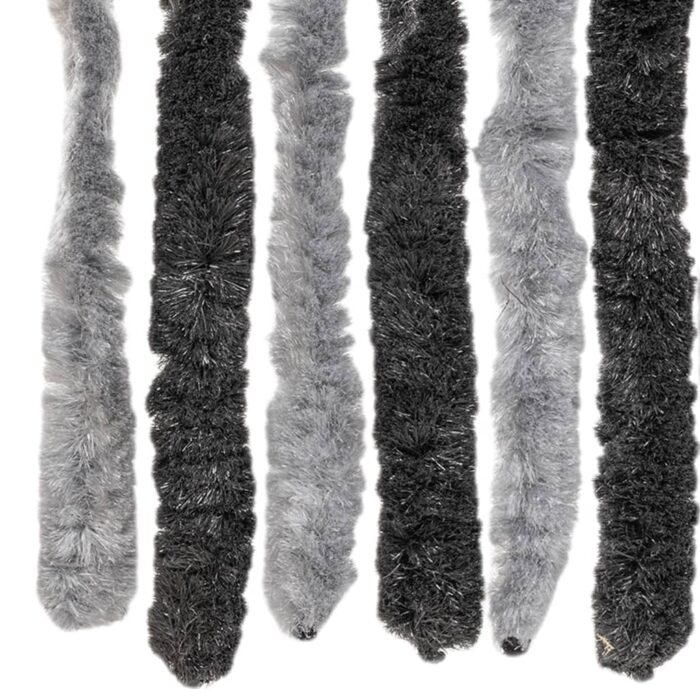 Rideau anti-mouches gris et noir 100x230 cm chenille – Image 4