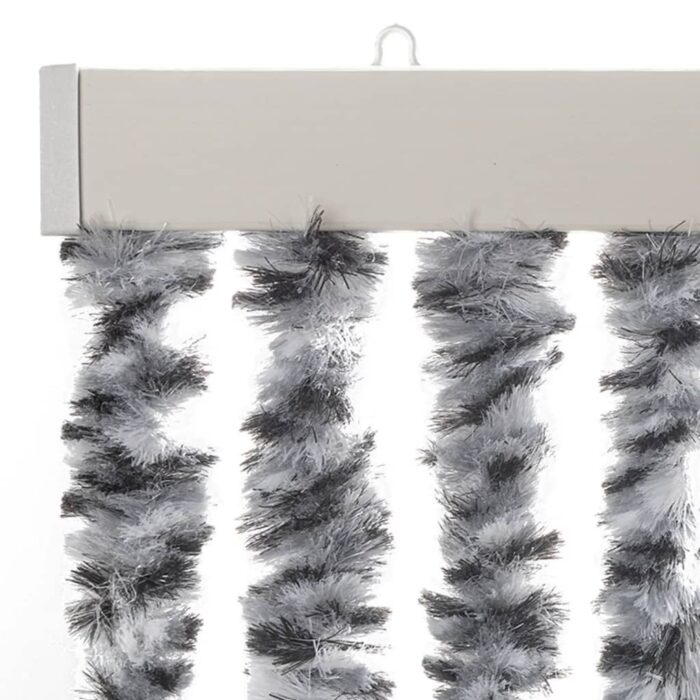 Rideau anti-mouches gris et noir et blanc 100x220 cm chenille – Image 2