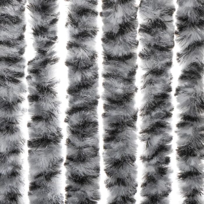 Rideau anti-mouches gris et noir et blanc 100x220 cm chenille – Image 3
